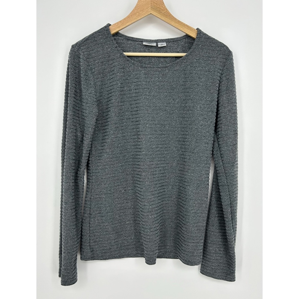 Cato Woman Gray Ribbed Stretch Sweater